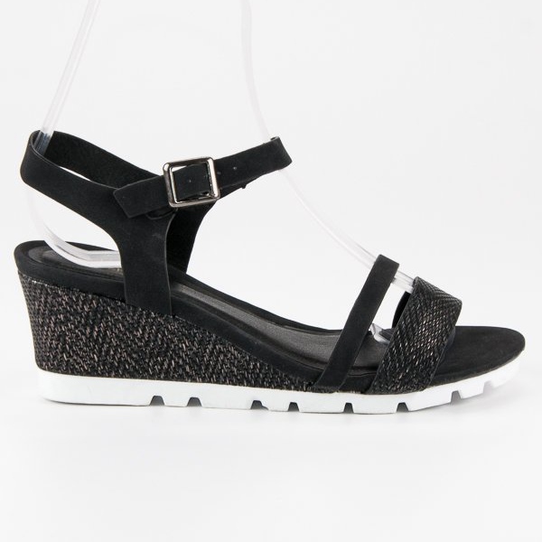 Ideal Shoes Sandali con zeppa neri nero