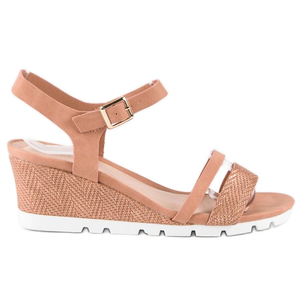 Ideal Shoes Sandali con zeppa rosa