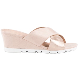 Ideal Shoes Ciabatte rosa con zeppa