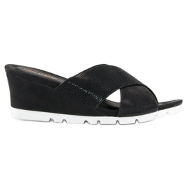 Ideal Shoes Ciabatte nere con zeppa nero