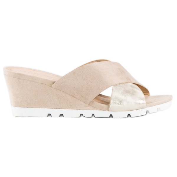 Ideal Shoes Ciabatte con zeppa beige