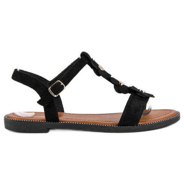 L. Lux. Shoes Sandali bassi in camoscio nero