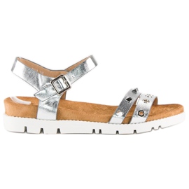 Forever Folie Sandali argento con strass grigio