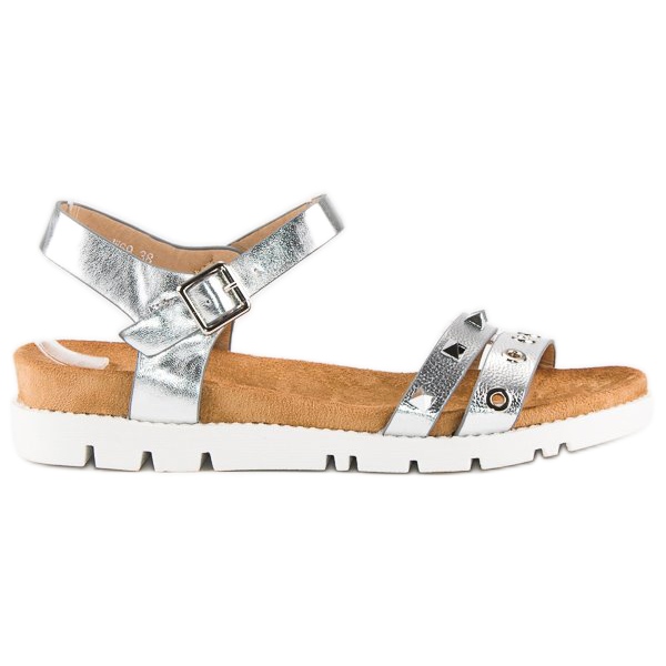 Forever Folie Sandali argento con strass grigio