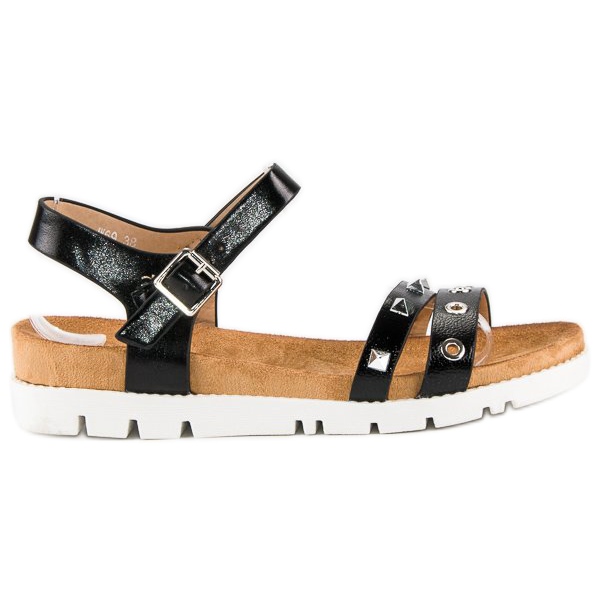 Forever Folie Sandali neri con strass nero