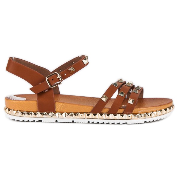 Anesia Paris Sandali piatti Rock marrone