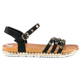Anesia Paris Sandali piatti Rock nero