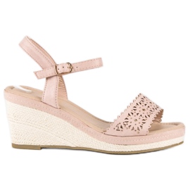 Ideal Shoes Espadrillas beige con zeppa