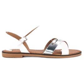 L. Lux. Shoes Sandali bianchi alla moda bianco grigio