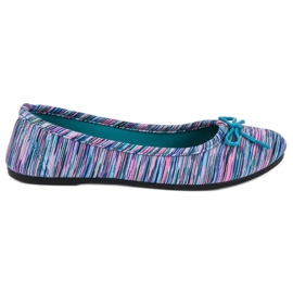 McKey Ballerina a coste in tessuto blu rosa