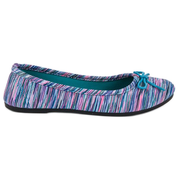McKey Ballerina a coste in tessuto blu rosa