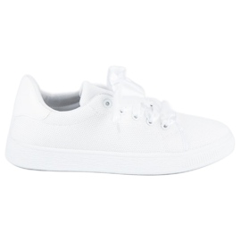 Sneaker stringate in tessuto bianco