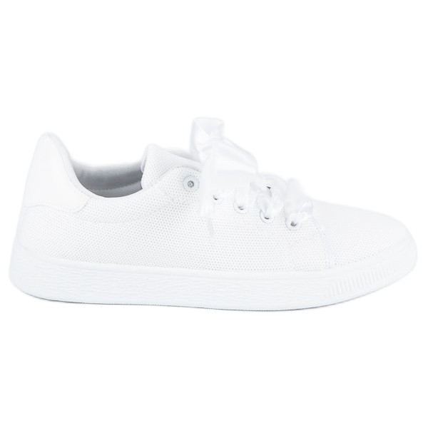 Sneaker stringate in tessuto bianca
