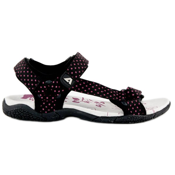 American Club Sandali americani in tessuto con velcro nero
