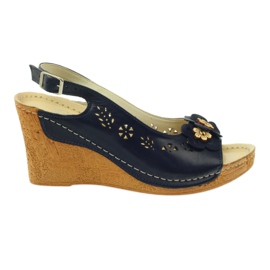 Sandali con zeppa Gregors 648 blu navy
