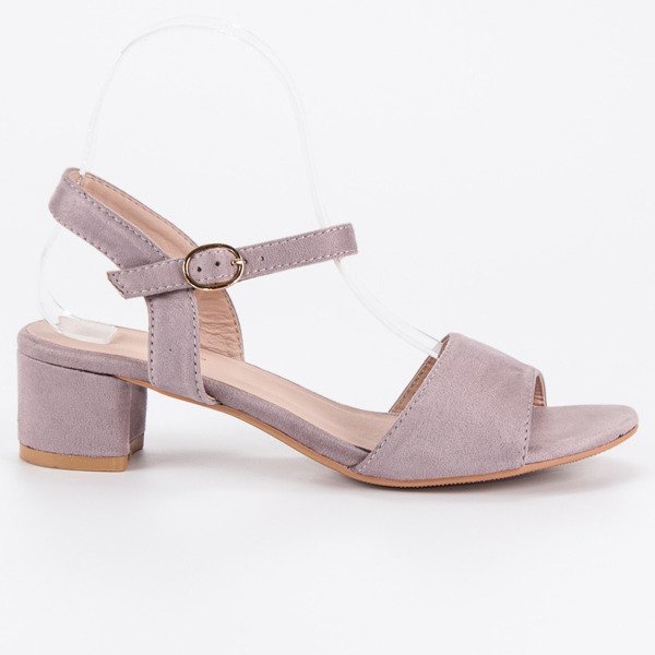 Ideal Shoes Sandali in suede con tacco basso viola