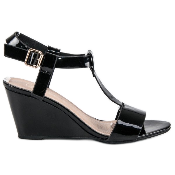 Filippo Sandali con zeppa laccati nero