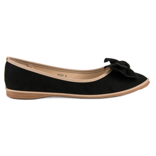 Sweet Shoes Ballerine in camoscio con fiocco nero