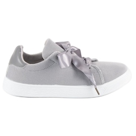 Sneaker stringate in tessuto grigio