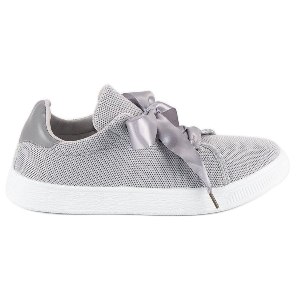 Sneaker stringate in tessuto grigio