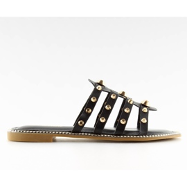Ciabatte nere con borchie 99-41 Nero
