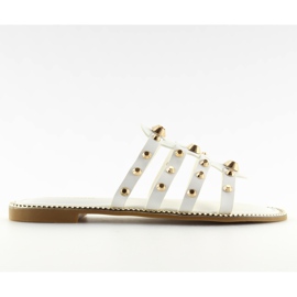 Ciabatte bianche con borchie 99-41 Bianche bianco