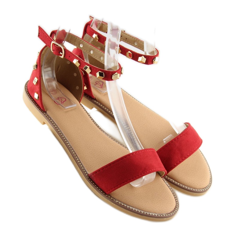 Sandali con borchie rosso 117-11 Rosso