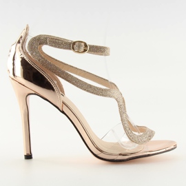 Sandali rosa su tacco alto 1443 champagne