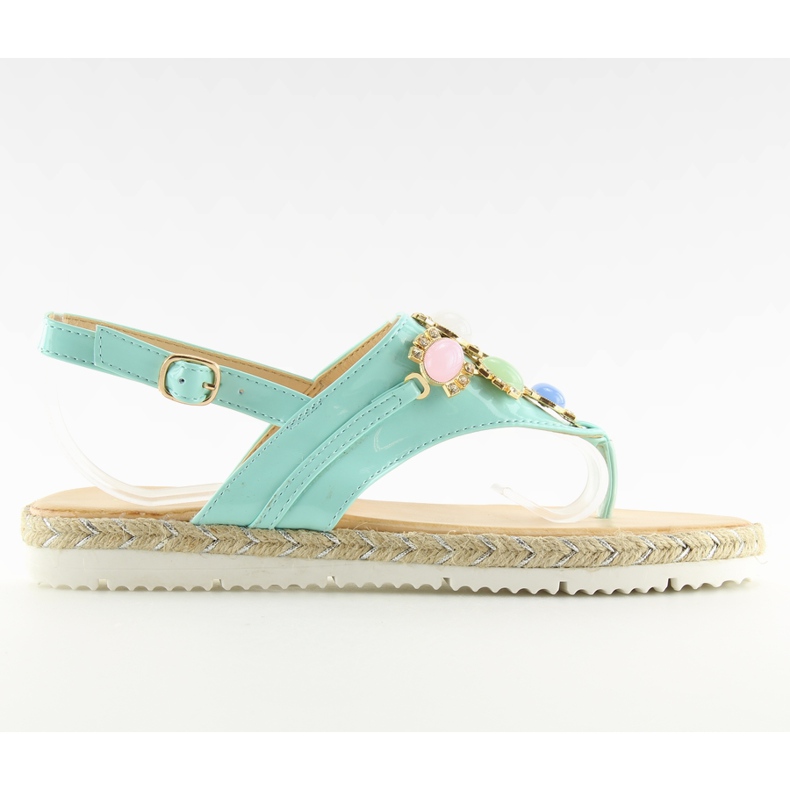 Sandali con pietre di menta 3072 menta blu