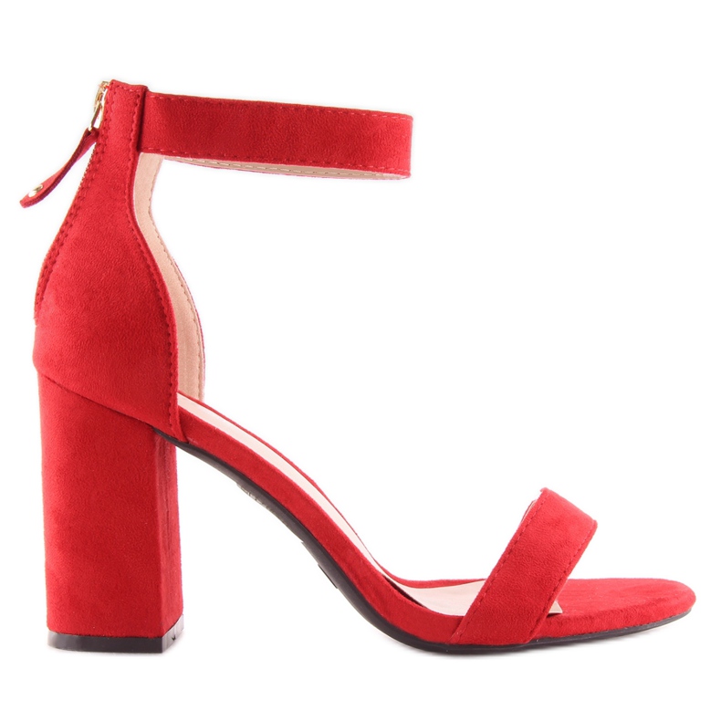 Sandali con tacco largo rosso B-64 rosso II-GAT