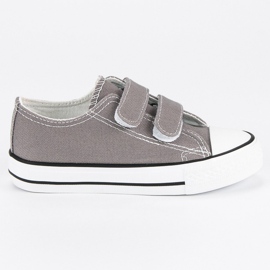 Sneakers da bambino in velcro grigio