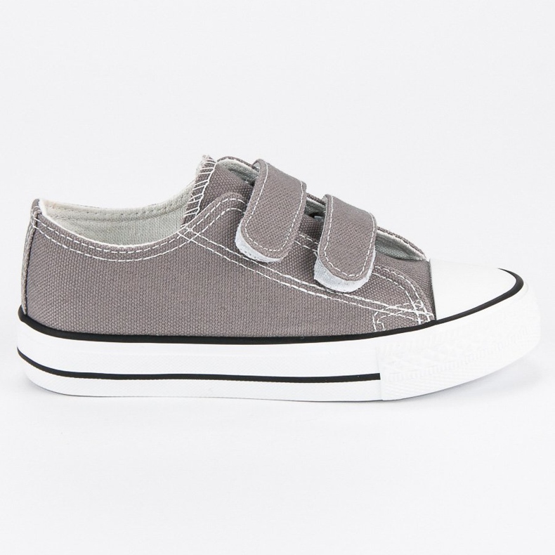 Sneakers da bambino in velcro grigio