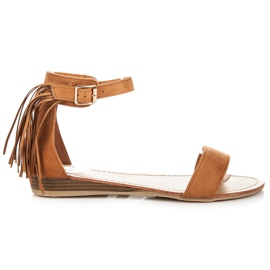 Abloom Sandali in camoscio con frange marrone