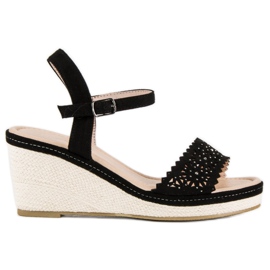 Ideal Shoes Espadrillas nere sulle zeppe nero