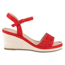Ideal Shoes Espadrillas rosse sulla zeppa rosso