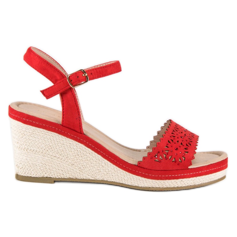 Ideal Shoes Espadrillas rosse sulla zeppa rosso