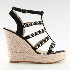 Espadrillas nere su zeppe 3811-17 Nero