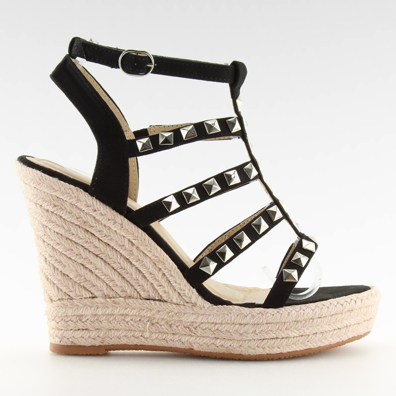 Espadrillas nere su zeppe 3811-17 Nero
