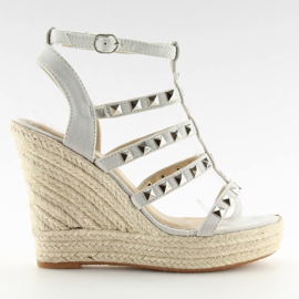 Espadrillas grigie su zeppe, grigio 3811-17 Grigio