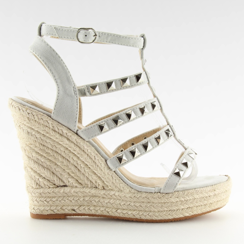 Espadrillas grigie su zeppe, grigio 3811-17 Grigio