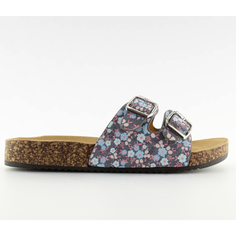 Ciabatte grigie con suola in sughero 6231 blu