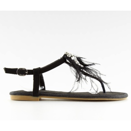 Sandali neri con piume 7267 Nero