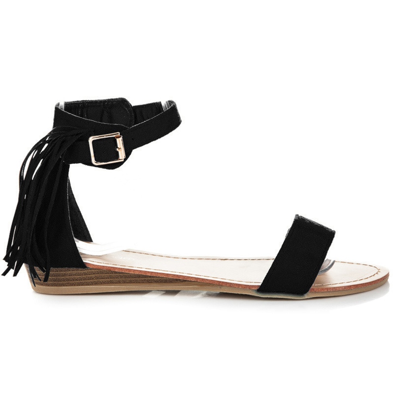 Abloom Sandali in camoscio con frange nero