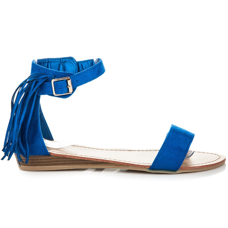 Abloom Sandali in camoscio con frange blu
