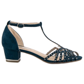 Corina Sandali con tacco basso blu