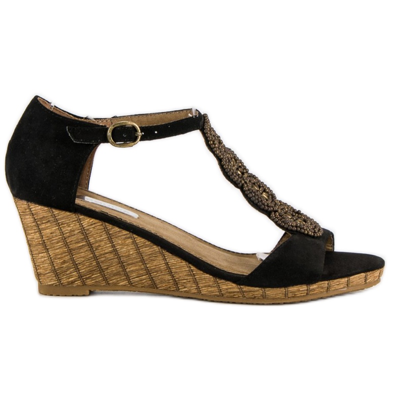 Corina Sandali con zeppa decorativi nero