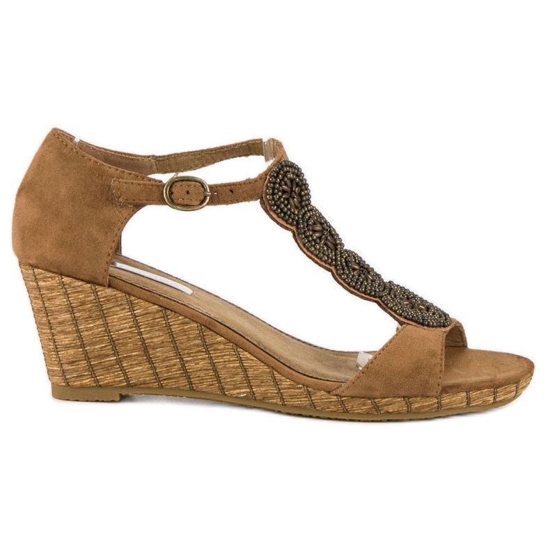 Corina Sandali con zeppa decorativi marrone