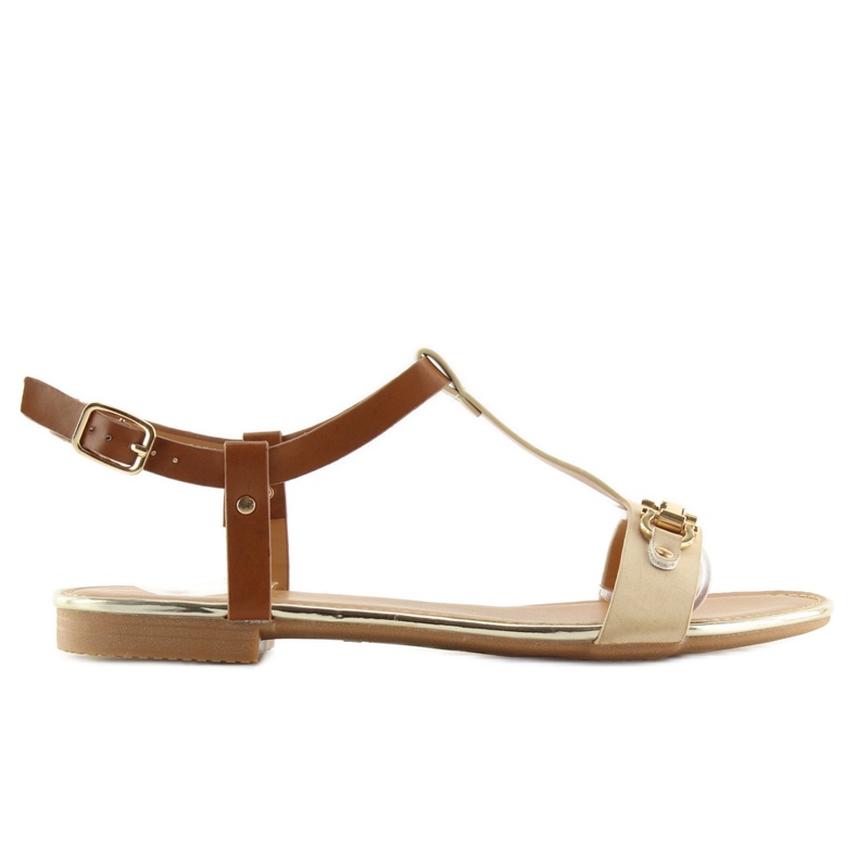 Sandali beige su suola piatta 9871 Beige