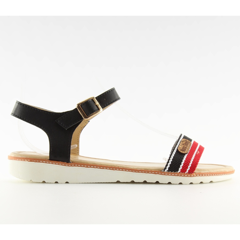 Sandali neri su suola piatta J1024-A5 Nero