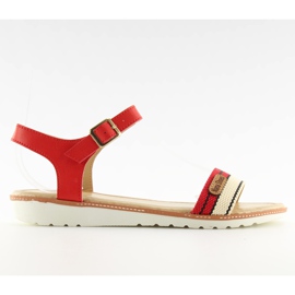 Sandali rossi su suola piatta J1024-A5 Rosso